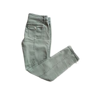 WHITE HOUSE BLACK MARKET Green Bling Studded Slim Straight Stretch Jeans Size 8